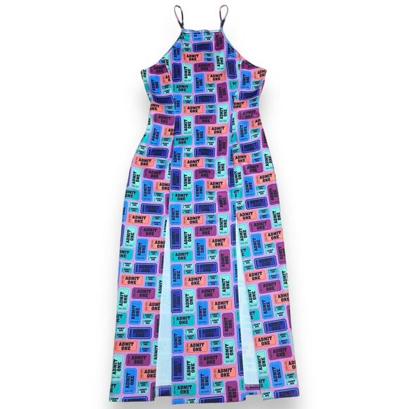 Hayley Elsaesser Women Admit One Ticket Print Dress Size L Multicolor Sleeveless - Picture 4 of 9